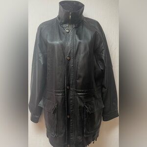 Vintage Guide Gear High Neck Black Leather Jacket/Coat, Sz. L